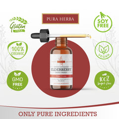 Pura Herba full-spectrum elderberry includes berries and flowers for a complete profile