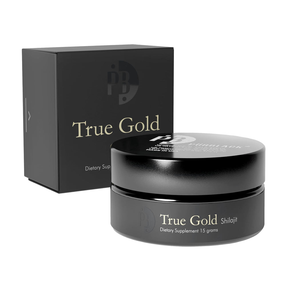 Pürblack Live Resin Pure Gold Shilajit jar showing premium gold-infused resin