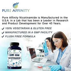 Pure Affinity Nicotinamide capsules close-up highlighting daily dosing for energy
