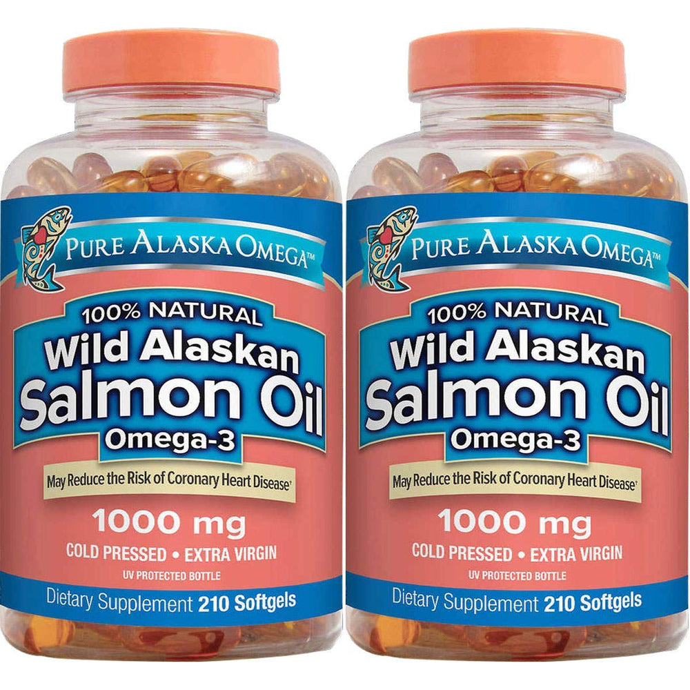 Pure Alaska Omega Wild Salmon Oil bottle supports heart health with omega-3s
