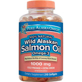 Pure Alaska Omega Wild Salmon Oil bottle showing natural triglyceride omega-3 fats for daily use.