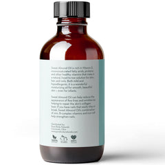 Pure Body Naturals Sweet Almond Oil pouring image shows easy, quick skin hydration.