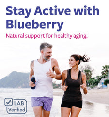 Pure Co blueberry extract capsules on a shelf highlighting packaging clarity.