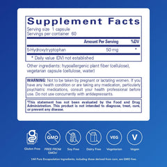 Pure Encapsulations 5-HTP capsules closeup showing smooth capsules for daily use.