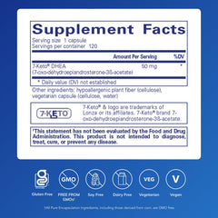 Pure Encapsulations 7-Keto DHEA bottle label highlights high-purity formula
