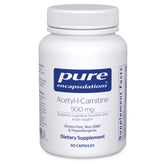Pure Encapsulations Acetyl-L-Carnitine bottle front showing 60 capsules for brain support