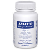 Pure Encapsulations Alpha Lipoic Acid 400 mg bottle shown for daily antioxidant support.