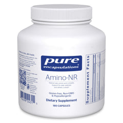 Pure Encapsulations Amino-NR bottle front highlights premium immune-support and athletic-ready capsules.