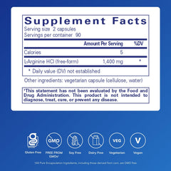 Close-up of L-Arginine capsules highlighting potency and clean formulation for daily use.