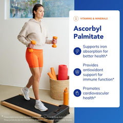 Pure Encapsulations Ascorbyl Palmitate label close-up showing purity and ingredients.