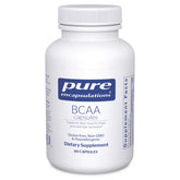 Pure Encapsulations BCAA capsules bottle front showing hypoallergenic formula.