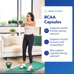 Pouring BCAA capsules into hand illustrates easy daily supplementation after workouts