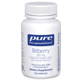 Pure Encapsulations Bilberry 160 mg bottle on a shelf for daily vision support