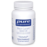 Pure Encapsulations Black Currant Seed Oil bottle showing premium hypoallergenic formula for joint comfort.