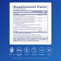 Pure Encapsulations Brain Reset capsules close-up showing easy-to-swallow tablets for clarity