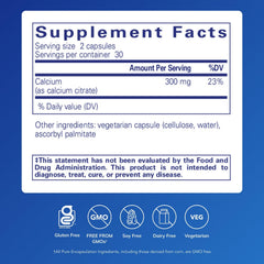 Pure Encapsulations Calcium Citrate label demonstrating premium formulation.