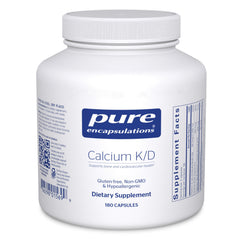Pure Encapsulations Calcium K/D bottle front showing bottle size and purpose for bone health support