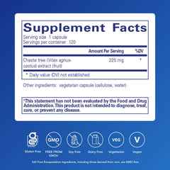Pure Encapsulations label highlights Vitex chaste tree extract for natural hormonal support