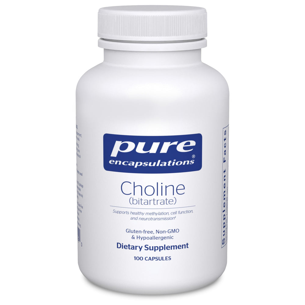 Pure Encapsulations Choline Bitartrate 275 mg bottle for brain support