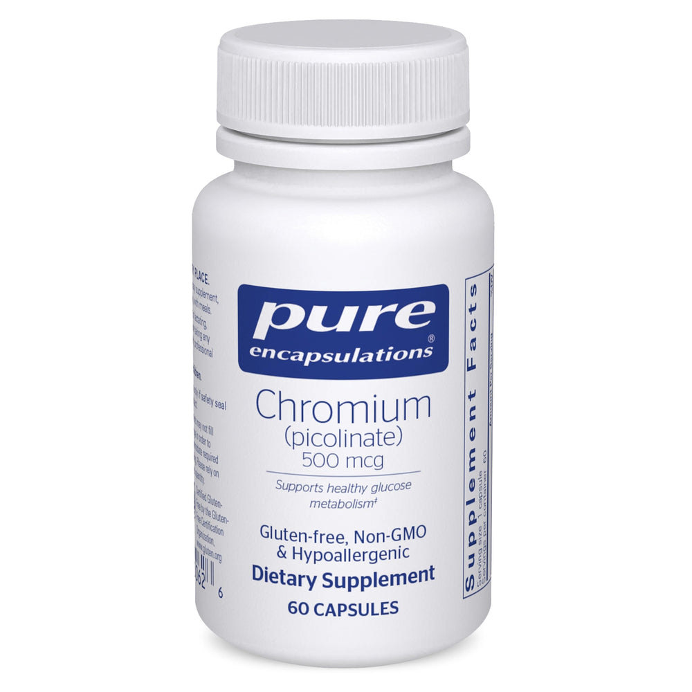Pure Encapsulations Chromium (Picolinate) 500 mcg bottle with capsules for metabolism support