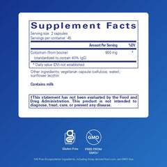 Pure Encapsulations Colostrum capsules closeup highlights premium formula for immune balance