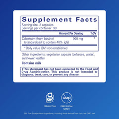 Pure Encapsulations Colostrum capsules close-up demonstrating purity for reliable daily use.