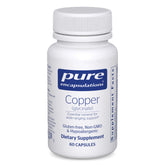 Pure Encapsulations copper glycinate bottle viewed from above, highlighting vegan mineral support