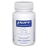 Pure Encapsulations CoQ10 120 mg bottle front promoting heart health.