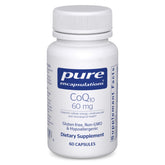 Pure Encapsulations CoQ10 60 mg bottle label highlighting potency for cellular energy
