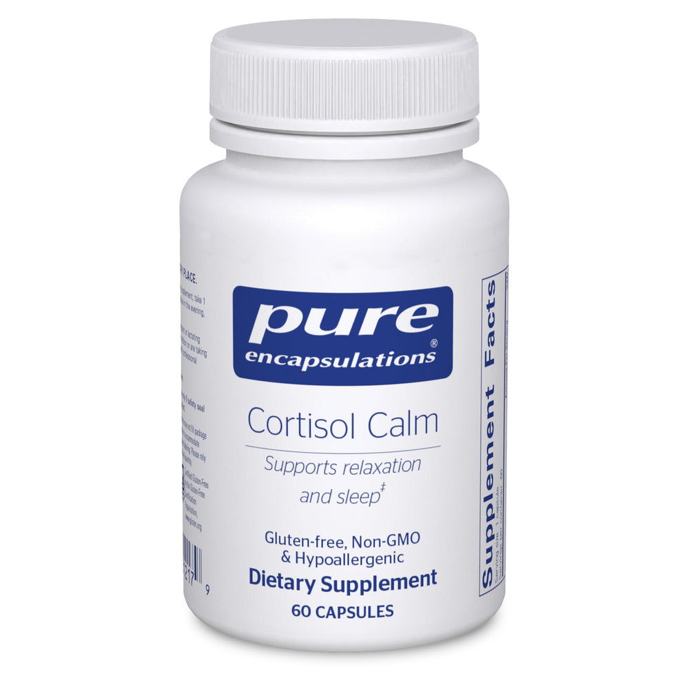 Pure Encapsulations Cortisol Calm bottle front view showing potential stress support option.