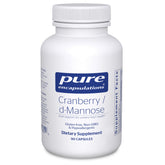 Pure Encapsulations Cranberry D-Mannose bottle front shows vegan, non-GMO capsules for urinary tract support.