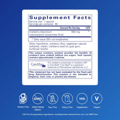 Pure Encapsulations Cranberry NS bottle side highlighting allergy-friendly formulation.