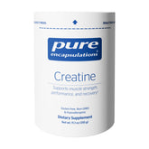 Pure Encapsulations Creatine bottle label shows branding and performance support.