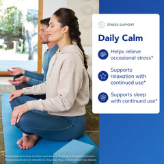Pure Encapsulations Daily Calm capsules close-up, highlighting GABA, L-theanine and herbal blend