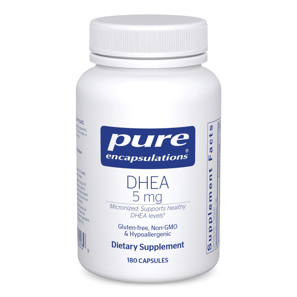 Pure Encapsulations DHEA 5mg bottle front — micronized formula for better absorption.