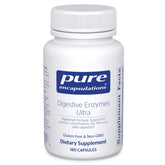 Pure Encapsulations Digestive Enzymes Ultra bottle aids protein and dairy digestion after meals.