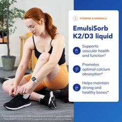 EmulsiSorb K2/D3 liquid label graphic highlights enhanced absorption.