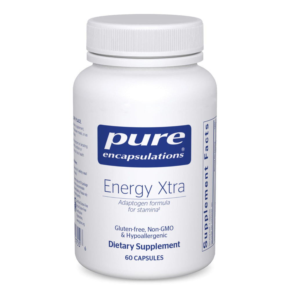 Pure Encapsulations Energy Xtra bottle with pour for everyday energy support during focused work.