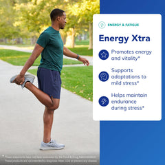Energy Xtra label design on bottle emphasizing clean ingredients and allergen safety.