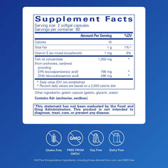 Pure Encapsulations EPA Ultimate softgel capsules close-up, showcasing easy-to-swallow daily fish oil