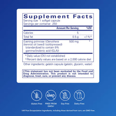 Closeup of Pure Encapsulations E.P.O. softgels for daily skin and wellness.