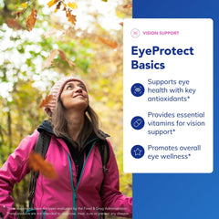 Pure Encapsulations EyeProtect Basics label reveals key ingredients and purity standards.