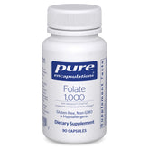 Pure Encapsulations Folate 1000 bottle front indicating heart health potential