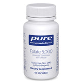 Pure Encapsulations Folate 5000 bottle showing L-5-MTHF for cellular support