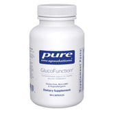Pure Encapsulations GlucoFunction bottle shows balanced carbohydrate metabolism support.