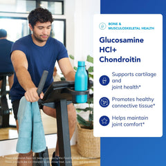 Glucosamine HCl Chondroitin label detail emphasizes allergen-free formula