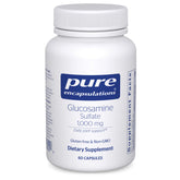 Pure Encapsulations Glucosamine sulfate 1000 mg bottle label highlighting joint support.