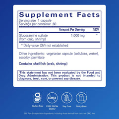 Close-up of Pure Encapsulations glucosamine sulfate capsules ready for daily use.