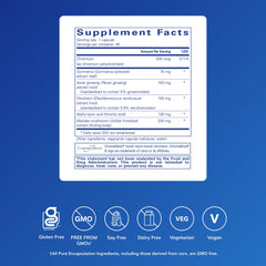 Label close up of Pure Encapsulations Glucose Support Formula hypoallergenic ingredients