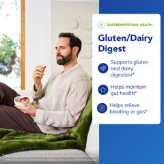 Pure Encapsulations Gluten/Dairy Digest label highlighting enzyme blend for digestion.